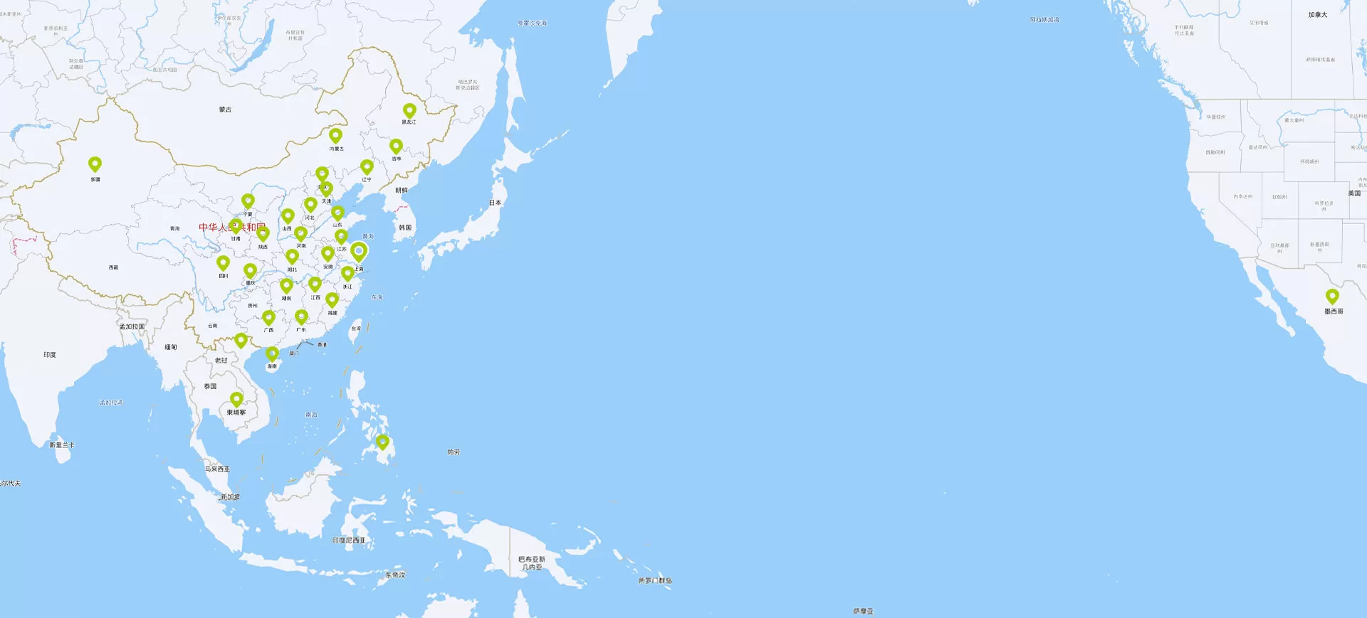 Megasteel market coverage map across China and overseas markets